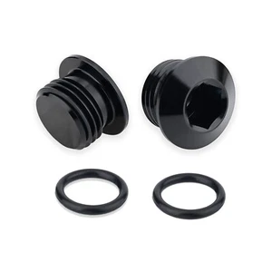Enchufe de cabeza hexagonal macho 4 AN puerto ORB accesorio aluminio negro, paquete de 2 - Imagen 1 de 7