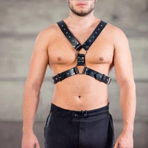 Arnés de cuero para hombre para Festival Rave Techno Clubwear Punk Emo Gothic Rock - Imagen 1 de 6