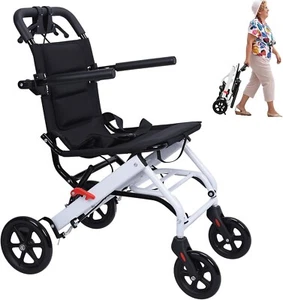 Foldable Wheelchairs for Adults Transport Chair with Telescopic Handle, 21lbs Po - Picture 1 of 8