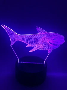 Shark 3D Night Light 7 Colour Changing LED Light Touch Table Lamp New ! - Picture 1 of 8
