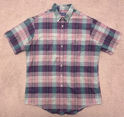 Camisa De Colección Towncraft Para Hombre XLXT Hecha en EE. UU. Azul Púrpura A Cuadros Abotonada Hecha en EE. UU. Foto 1 de 4