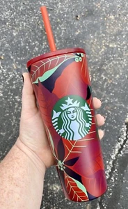 Starbucks Poinsettia Tumbler Red green Christmas Holiday Winter 2020 Steel - Picture 1 of 4