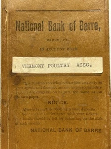 Antiguo libro mayor del Banco Nacional 1916-1922 Barre Vermont Asociación Avícola - Imagen 1 de 7