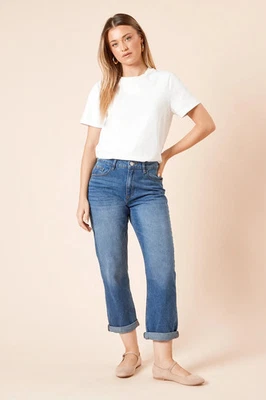 Dorothy Perkins Dark Indigo Boyfriend Jeans Womens Casual Jeans - Image 1 of 4