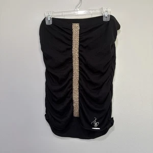 Vintage Y2K Baby Phat Black Ruched Strapless Top Sz 1x Clubwear Logo - Picture 1 of 7