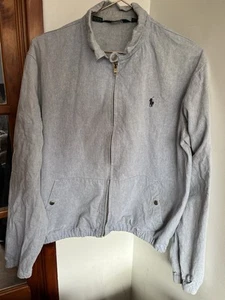 Vintage 90s Ralph Lauren Polo Harrington Jacket Full Zip Chambray Denim M/10 - Picture 1 of 10
