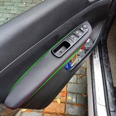 4* Black +Red Inner Door Panel Armrest Leather Cover For Peugeot 307 2004-2013 - Imagem 1 de 4
