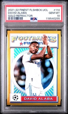 2021-22 TOPPS FINEST FLASHBACKS UEFA DAVID ALABA GOLD REFRACTOR #/50 #114 PSA 10 - Image 1 of 2