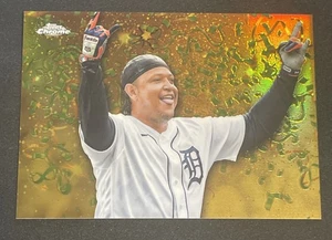 2023 Topps Chrome Miguel Cabrera Detroit Tigers Celebracion rifrattore oro /50! - Foto 1 di 11