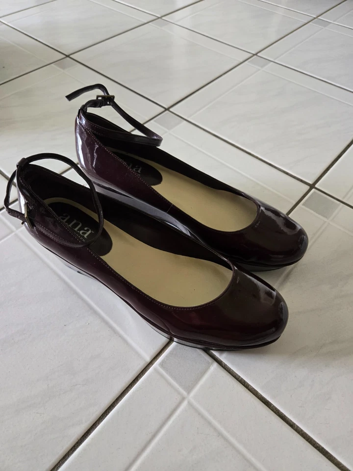 Tacones de cuña de charol granate A.N.A 6,5 M nuevos sin caja Foto 1 de 4