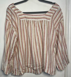 RACHEL ZOE Women's Linen Striped Casual Summer Resort Everyday Top Medium - Picture 1 of 7