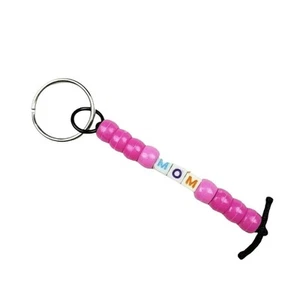 Mom Keychain Pink Mothers Day Birthday Christmas Gift for Her Beaded Handmade - Picture 1 of 4