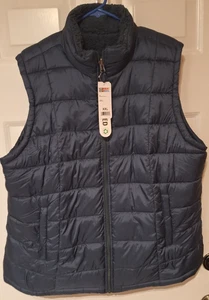 32 Degrees Women’s Reversible Mid Weight Fleece Puffer  Vest Size XXL Blue NWT - Picture 1 of 12