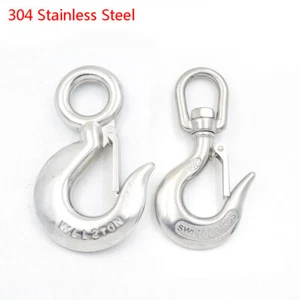 Swivel/Fixed Hook With Safety Catch A2 Stainless Steel Lifting Winching Recovery - Picture 1 of 7