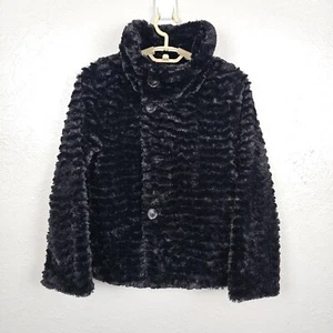 Patagonia Black Faux Fur Pelage Collared Long Sleeve Jacket Girl’s Size L 12 - Picture 1 of 8