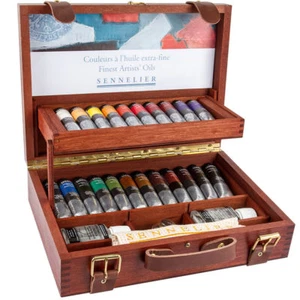 Sennelier Artist Professional Oil Paint Wooden Box Set 22x40ml Tubes +Accesories - Picture 1 of 4