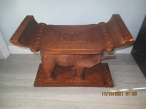 Vintage geschnitzter afrikanischer Holz Ashanti/Asante Elefantenhocker, Sitz - Bild 1 von 10