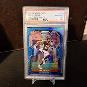 2020 Panini Prizm Tee Higgins Light Blue Rookie Card PSA 10 Bengals RC GEM MINT