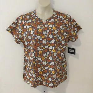 Zoe + Chloe fall colors floral scrubs pullover top Woman’s size XL - Picture 1 of 11