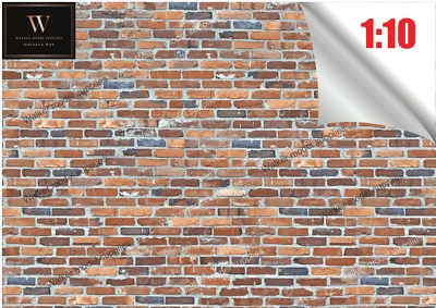 1:10 Scala Garage Mattone Muro - Autoadesivo Fogli Design 2 - Immagine 1 di 3