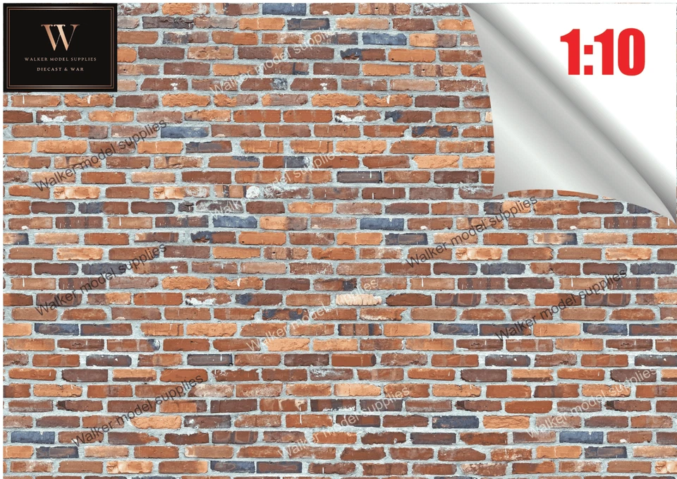 1:10 Scala Garage Mattone Muro - Autoadesivo Fogli Design 2 - Immagine 1 di 3