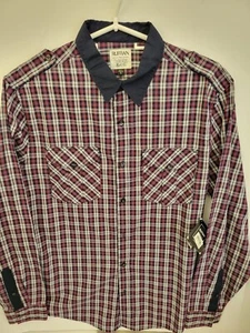 Ruffian Threads & Heirs men's M Red Blue Twill Cotton Plaid L/S - Picture 1 of 6
