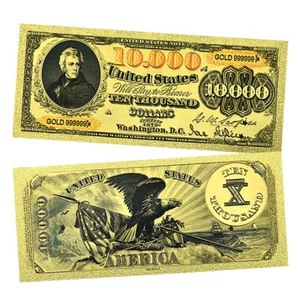 Billetes de plástico de lámina de oro de 10.000 dólares para decoración del hogar 10 un. en sobre - Imagen 1 de 5
