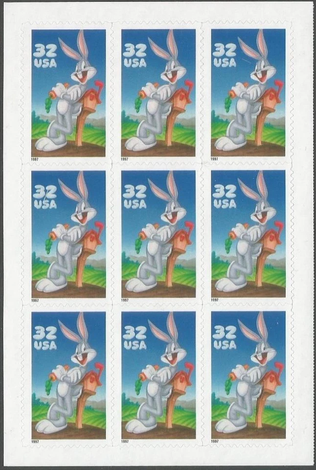 Block of 9 stamps - Scott 3137 - 32 cent - Looney Tunes Bugs Bunny - 1996 - MNH - Image 1 of 1