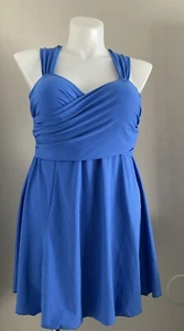 NWT-COCOPEAR SWIM DRESS,SKIRTED,SHORTS UNDER SKIRT BUILT IN BRA,3XL,BLUE COLOR - Picture 1 of 11
