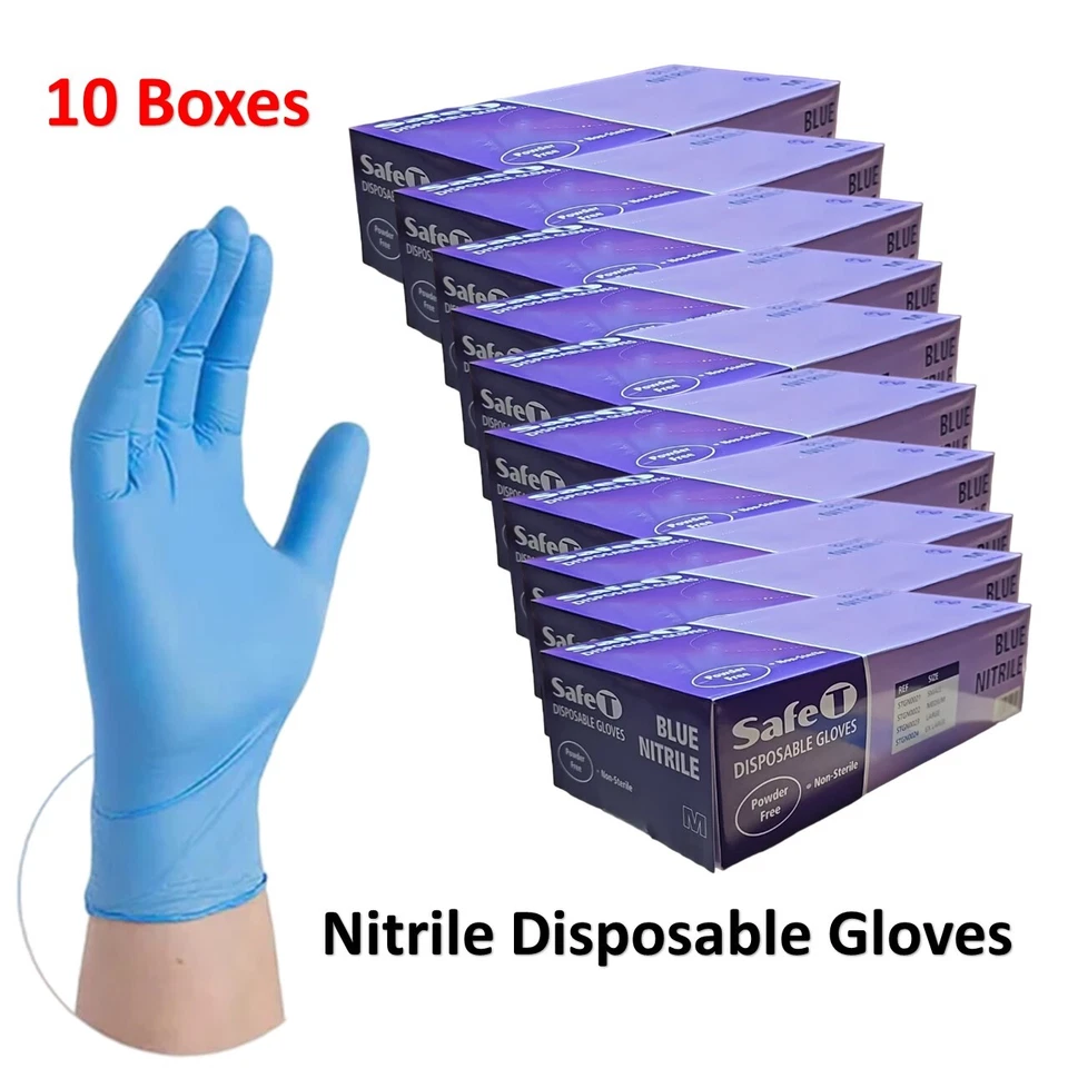 Disposable Blue Nitrile Non Latex Powder Free Gloves Food Grade Medical Surgical - Image 1 of 1