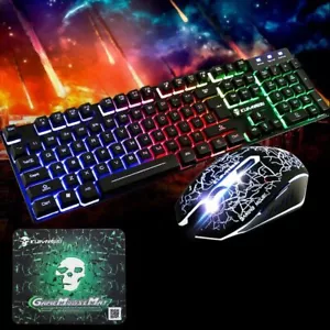 Stoneway Gaming Keyboard and Mouse Combo RGB Rainbow Backlit Keyboard+2400 DPI E - Picture 1 of 4