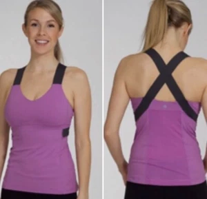 Lululemon Push Your Limits Ultra Violet Gray Criss Cross Straps Workout Tank 4 - Bild 1 von 4