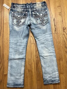 Pantalones de mezclilla Rock Revival desgastados en marco rectos para hombre talla 31x30 - Imagen 1 de 8