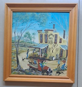 Nice Oil on Board landscape by Vic Collins Country Pub 38cm x 34cm - Picture 1 of 4