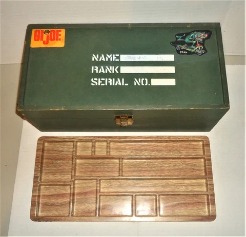 RARE! Vintage 1964 GI JOE Footlocker WITH "DARK!" WOOD Tray SEARS ? IRWIN ? Cover