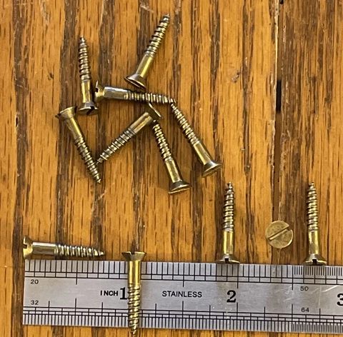 5 X 3/4 Brass Screws Antique Slotted Flat Head American Made USA toned Cover