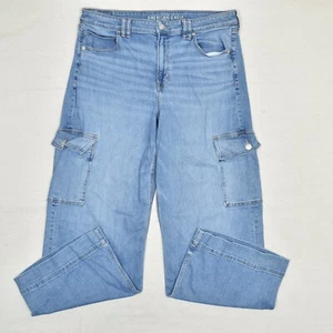 American Eagle Damen Cargo Jeans High Rise Baggy Wide Leg Baumwolle Blau Gr. 16 - Bild 1 von 8