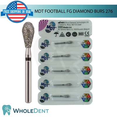 Dental MDT Fútbol 276 FG Diamante Fresas Forma Brote L19.0mm Herramienta Acabado Pulido Foto 1 de 4