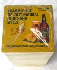 100 x CRABBIES Ginger Beer Round Beer Coasters Mats New Sealed 100 count sleeve - Picture 1 of 1