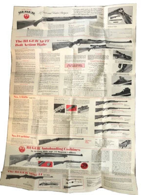1978 Ruger Fold Out Poster Revolvers & Rifles 25" X 38" - Image 1 of 3