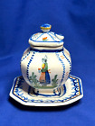 Henriot Quimper French art pottery mustard jar with lid