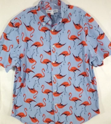 Old Navy-Mens Hawaiian Shirt-XL Extra Large-Pink Flamingos! Casual Button Down - Image 1 of 4