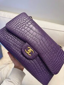 Chanel Jumbo Matte Alligator Double Flap Amethyst Purple Bag - Picture 1 of 17