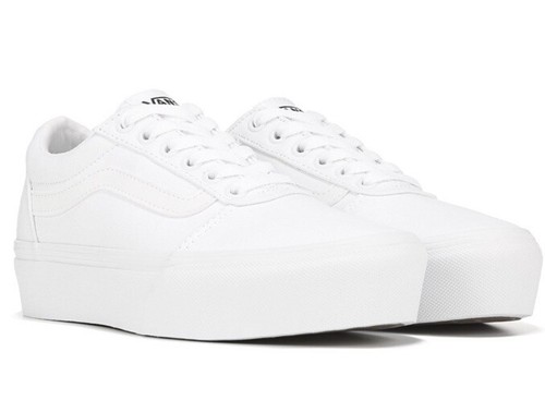 Nuove scarpe da donna Vans con plateau in tela con plateau taglia 10 bianche