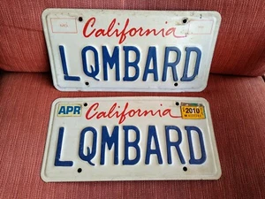 CALIFORNIA VANITY LICENSE PLATE / NAPA VALLEY / LQMBARD STREET / MATCHING PAIR - Picture 1 of 5