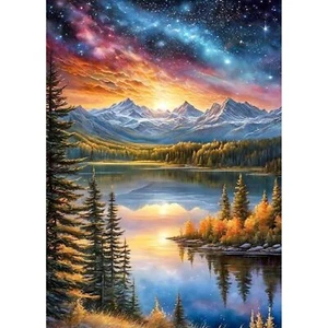 Landscape Diamond Art Kits for Adults,Mountain Lake Scenery Diamond Painting Kit - Picture 1 of 9