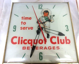 VINTAGE ADVERTISING CLICQUOT CLUB SODA PAM STORE DEALER WALL CLOCK  862-D - Picture 1 of 8