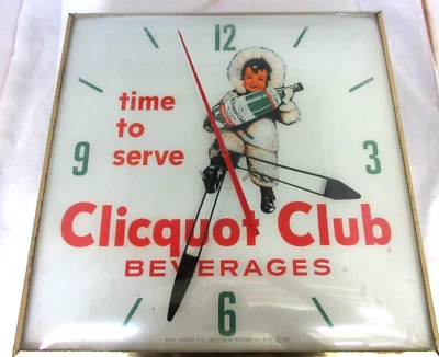 VINTAGE ADVERTISING CLICQUOT CLUB SODA PAM STORE DEALER WALL CLOCK  862-D - Image 1 of 4