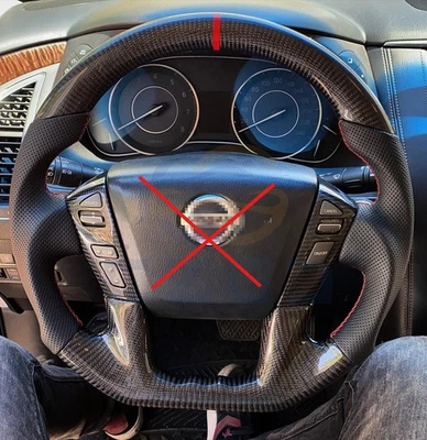 Real Carbon Fiber Steering Wheel for NISSAN Titan ARMADA 2013-2017 w/Heated Foto 1 de 4