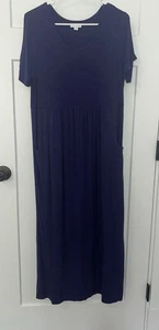 J. JILL DRESS PURPLE SIZE SMALL, SHORT SLEEVES, POCKETS, COMFY! - Picture 1 of 5